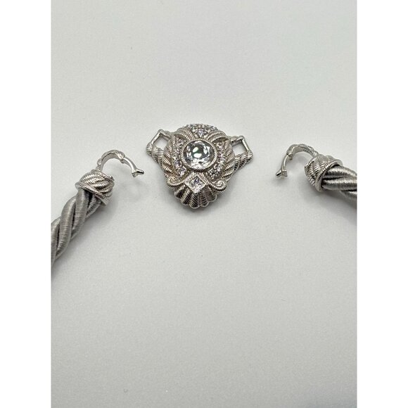 Judith Ripka 925 Sterling Silver Twisted Rope Necklace W/Convertible Cubic Zirco - Picture 9 of 11